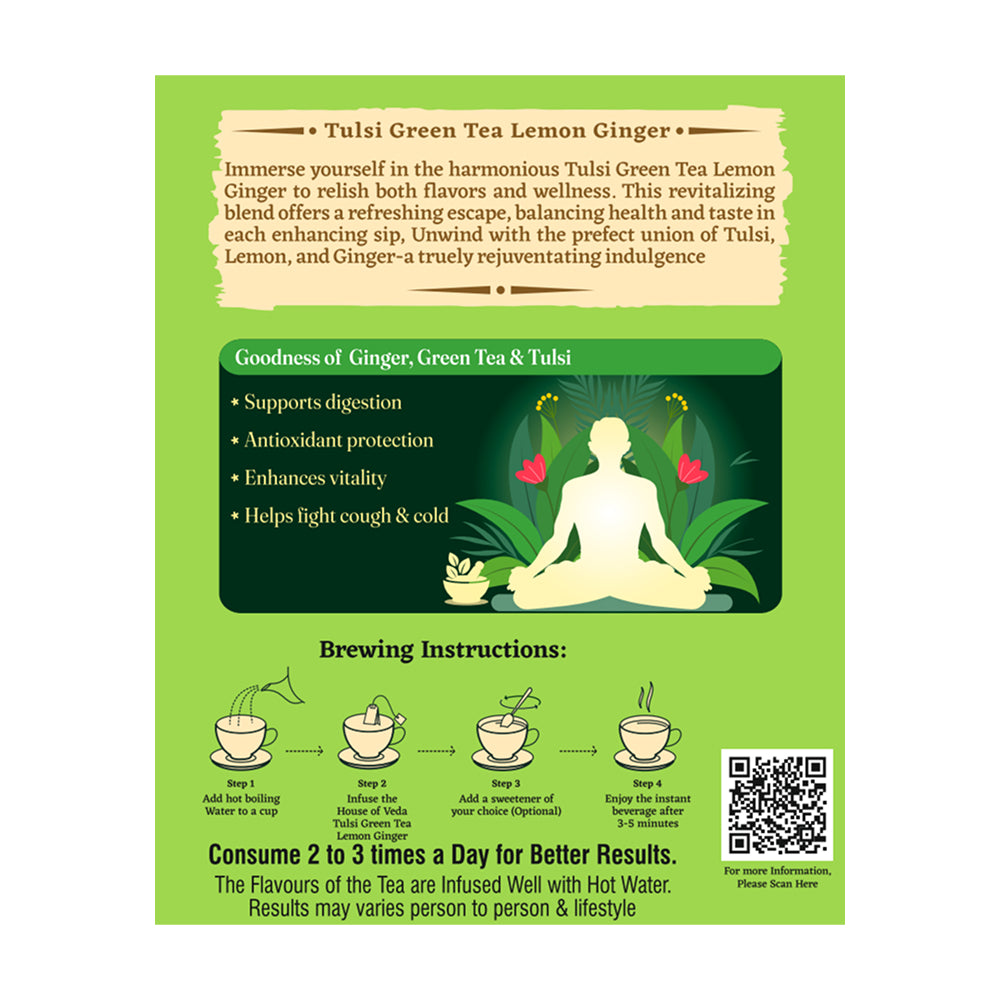 Tulsi Green Tea Lemon Ginger - 25 Tea Bags