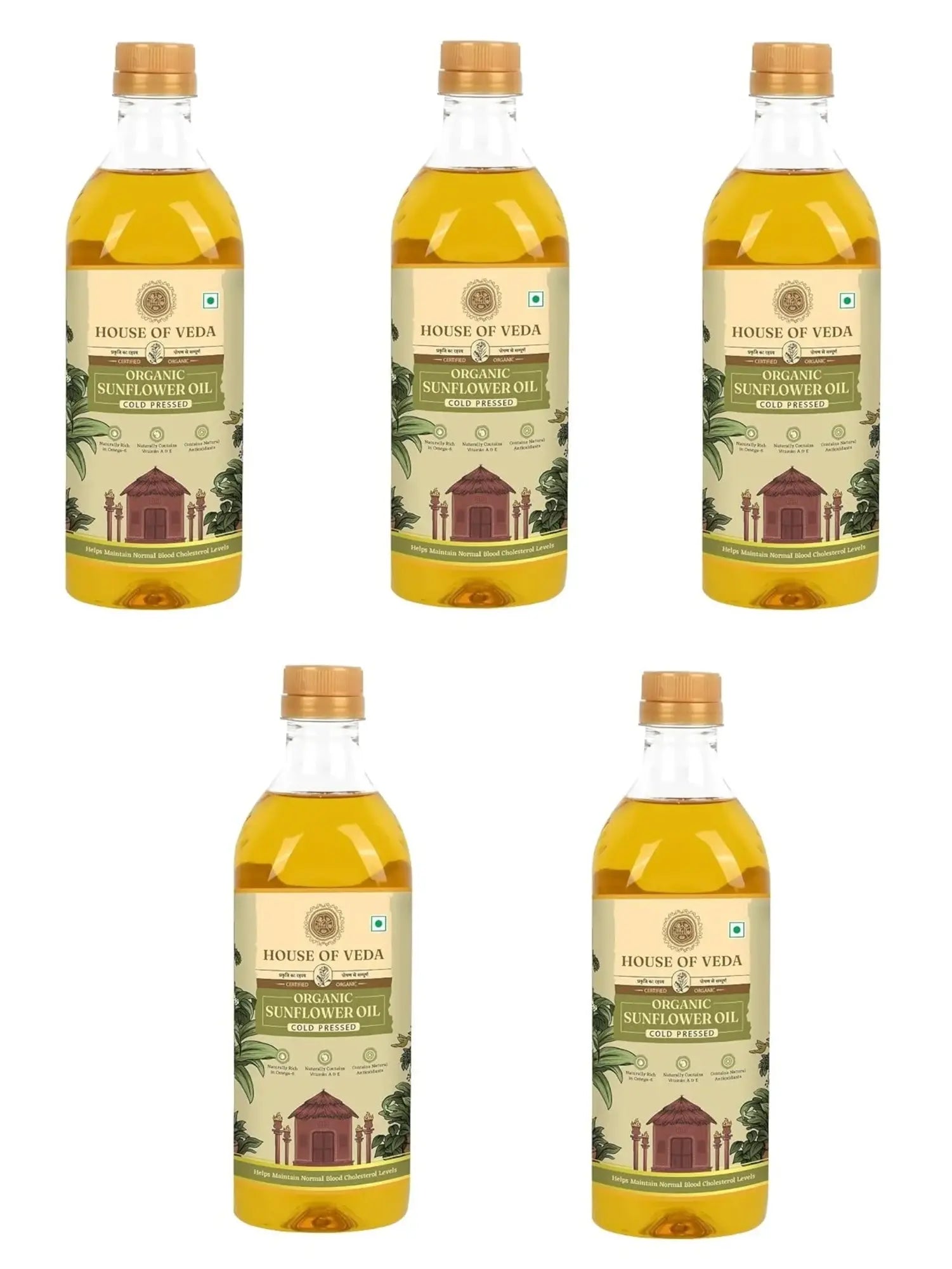 Organic Cold-Pressed Sunflower Oil (Pack Of 5)