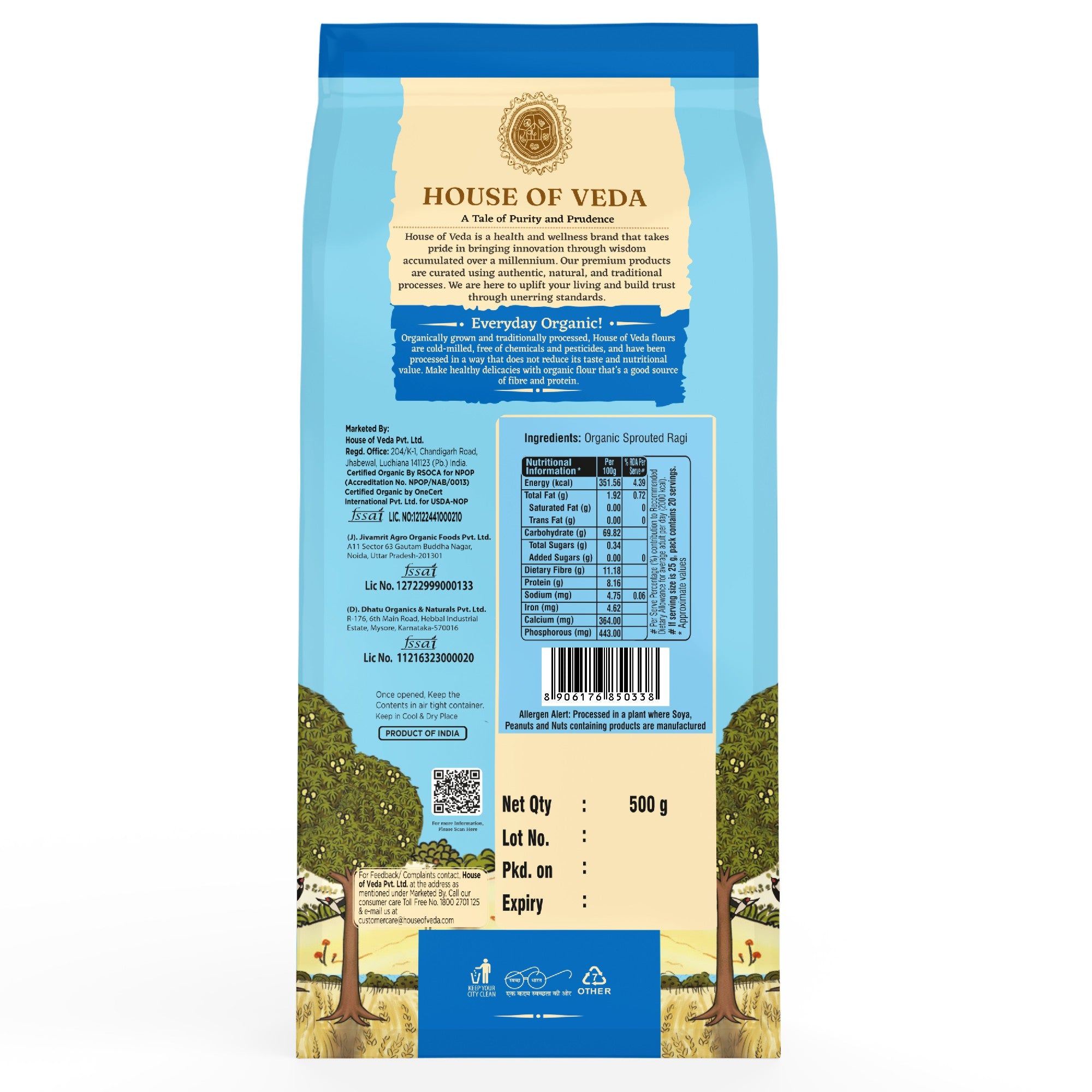 Organic Sprouted Ragi Flour 500g