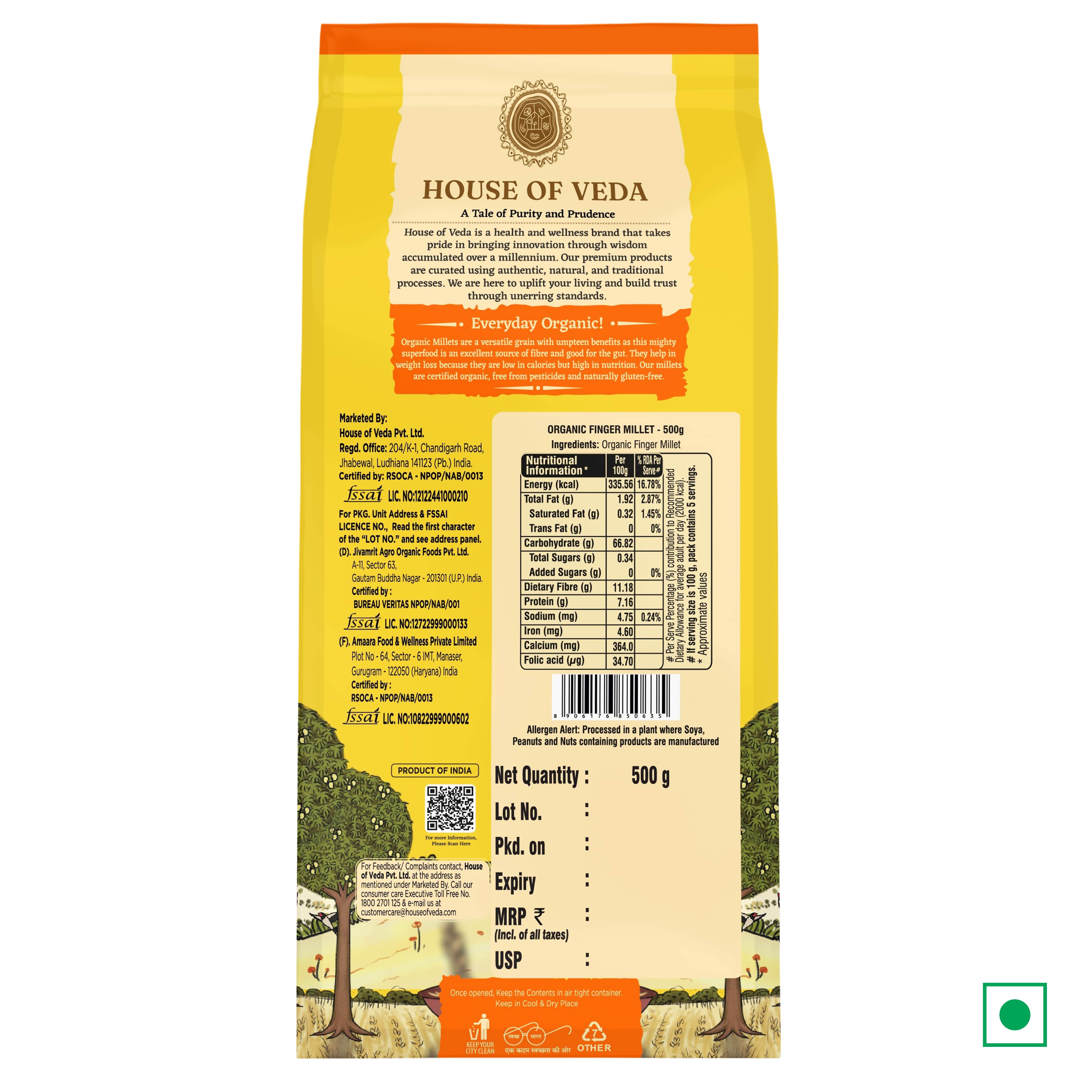 Raaagi Organic Finger Millet (Ragi) 500g – HOUSE OF VEDA
