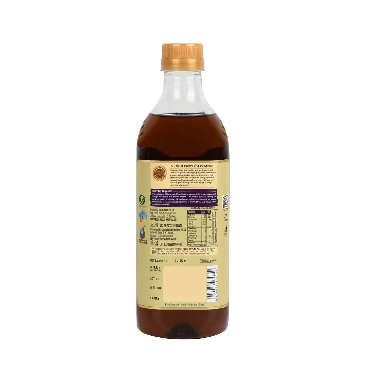 Organic Sesame Oil 1L