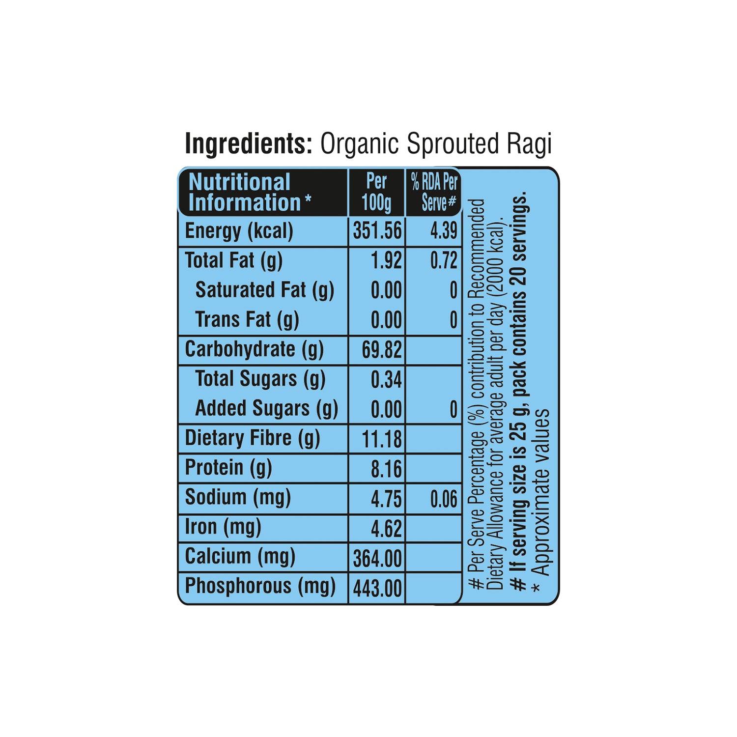 Organic Sprouted Ragi Flour 500g