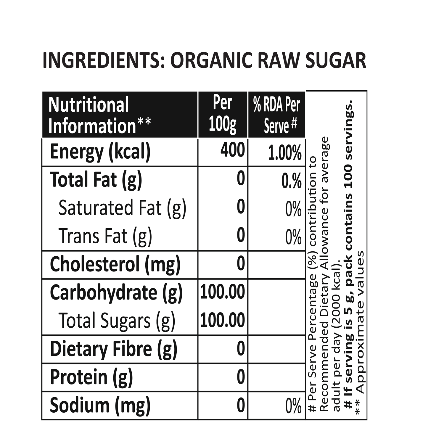 Organic Raw Sugar 400g ( Pack of 3 )