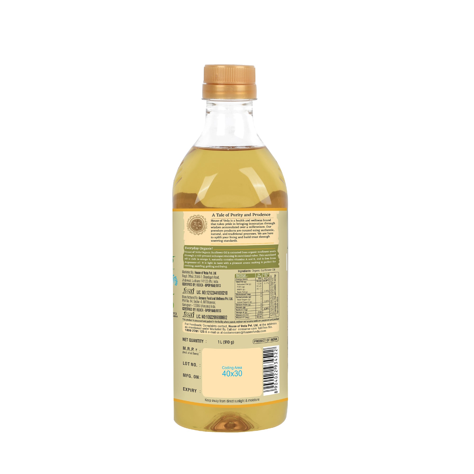 Organic Sunflower Oil 1L
